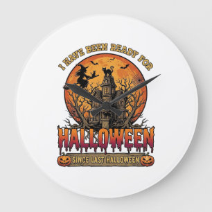 Grande Horloge Ronde Halloween Depuis Dernière Maison Hantée Sorcière V