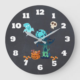 Grande Horloge Ronde Halloween Éffrayant Déplaisant Fantômes chauves-so