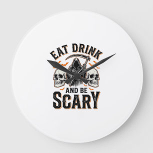 Grande Horloge Ronde Halloween Épouvantable Manger Boire Et Être Effray