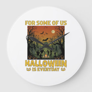 Grande Horloge Ronde Halloween est tous les jours Cimetière Zombies Feu