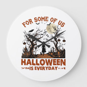 Grande Horloge Ronde Halloween est tous les jours Sorcière Silhouette P