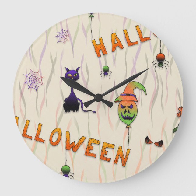 Grande Horloge Ronde Halloween Illustrations (Recto)