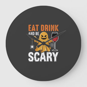 Grande Horloge Ronde Halloween Manger Boire Être Fantôme Terrible Conce