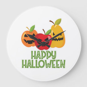 Grande Horloge Ronde Halloween Végétalien Joyeux Halloween Citrouille V