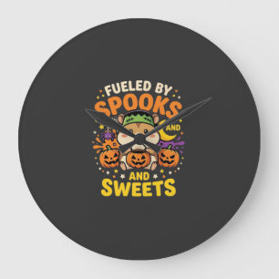 Grande Horloge Ronde Hamster d'Halloween alimenté par les fantômes et l