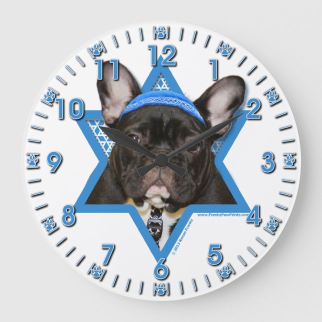 Grande Horloge Ronde Hanukkah Star of David - French Bulldog (Recto)