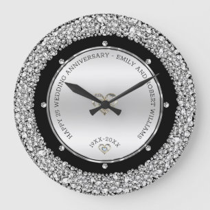 Grande Horloge Ronde Happy 25th wedding universally diamonds and silver
