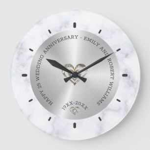 Grande Horloge Ronde Happy 25th wedding universally marble and silver