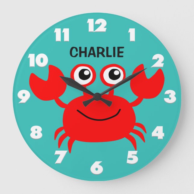 Grande Horloge Ronde Happy Crab custom wall clock (Recto)