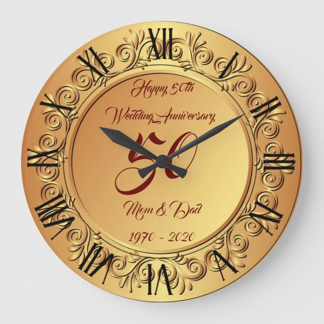 Grande Horloge Ronde Happy Customize Gold 50th Anniversary Large Clock (Recto)
