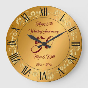 Grande Horloge Ronde Happy Customize Gold 50th Anniversary Large Clock