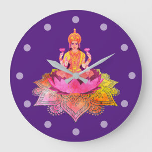 Grande Horloge Ronde Happy Diwali - Deepalavi Lakshmi Goddess 4