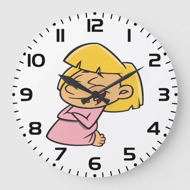 Grande Horloge Ronde Happy Giggling Cartoon Girl (Recto)