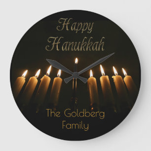 Grande Horloge Ronde Happy Hanukkah Lamp