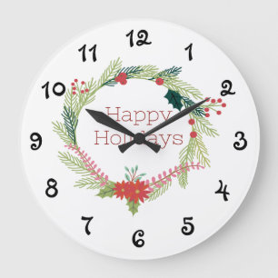 Grande Horloge Ronde Happy Holidays