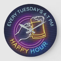 Happy Hour Neon Signes Style Texte Tige Bière