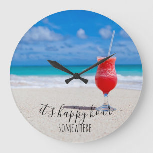 Grande Horloge Ronde Happy Hour Somewhere Tropical Beach Cocktail