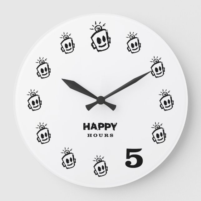 Grande Horloge Ronde HAPPY Hours Wall Clock (Recto)