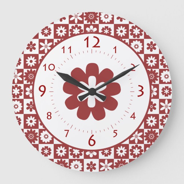 Grande Horloge Ronde Happy Red and White American Country Farm Kitchen (Recto)