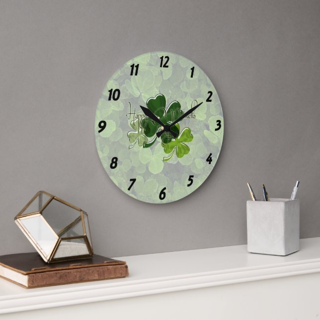 Grande Horloge Ronde Happy St. Patrick's Day (Bureau)