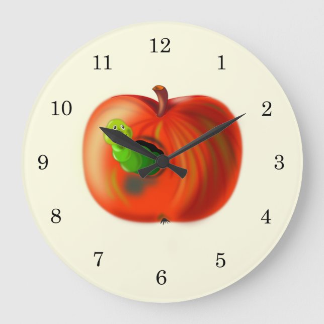 Grande Horloge Ronde Happy Worm In Red Apple (Recto)