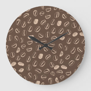 Grande Horloge Ronde Haricots de café : Doodon de dessin Vintage