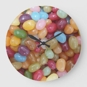 Grande Horloge Ronde Haricots Jelly Colorés