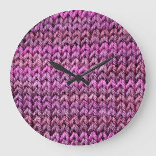 Grande Horloge Ronde Harmonie de Knit : Texture de bande violette