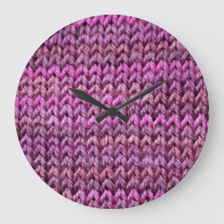 Grande Horloge Ronde Harmonie de Knit : Texture de bande violette