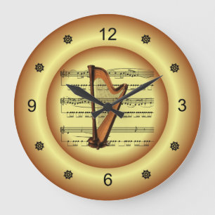 Grande Horloge Ronde ~ Harp ~ Partition Partielle ~ Arrière - plan Or ~