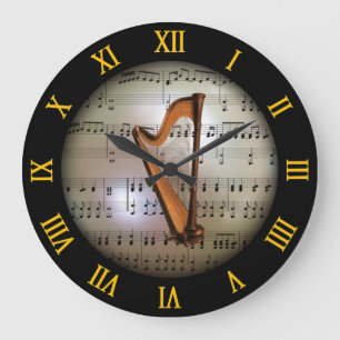 Grande Horloge Ronde Harpe ~ Arrière - plan "La Planète Musicale" * ~ ~