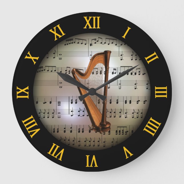 Grande Horloge Ronde Harpe ~ Arrière - plan "La Planète Musicale" * ~ ~ (Recto)