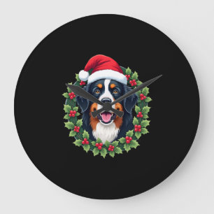 Grande Horloge Ronde Haut de tank drôle de Noël Chien de montagne de Be