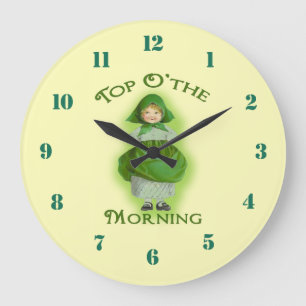 Grande Horloge Ronde Haut Wall Clock Morning Irish