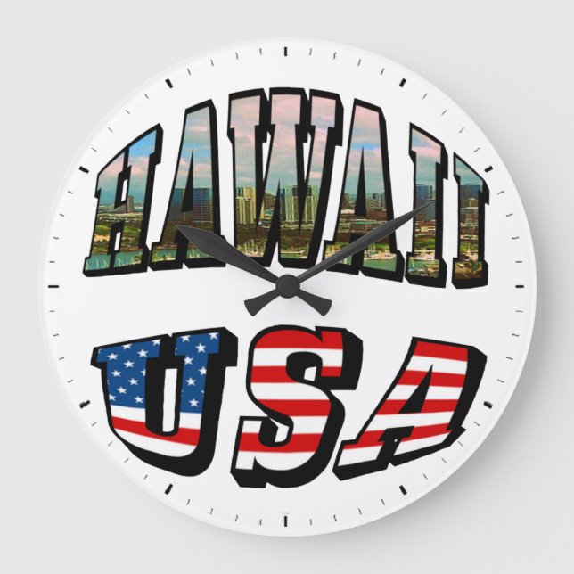 Grande Horloge Ronde Hawaii Picture and USA Flag Text (Recto)