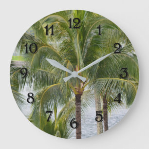 Grande Horloge Ronde Hawaii Tropical Palm Trees