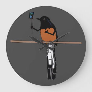 Grande Horloge Ronde Hawaiian Shama Bird Selfie