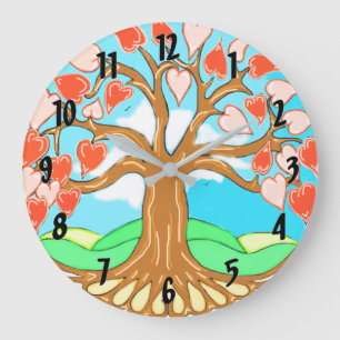 Grande Horloge Ronde Heart Tree of Life Mandala
