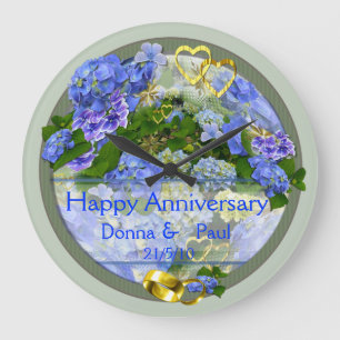 Grande Horloge Ronde Hearts and Hydrangeas Anniversary Clock