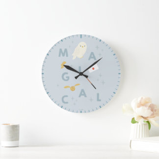 Grande Horloge Ronde Hedwigh "magique" typographie graphique