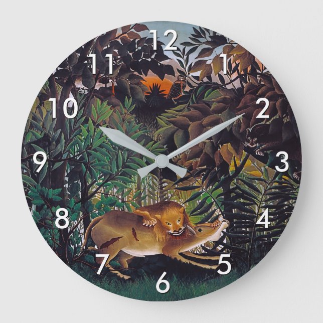 Grande Horloge Ronde Henri Rousseau - Le lion affamé (Recto)