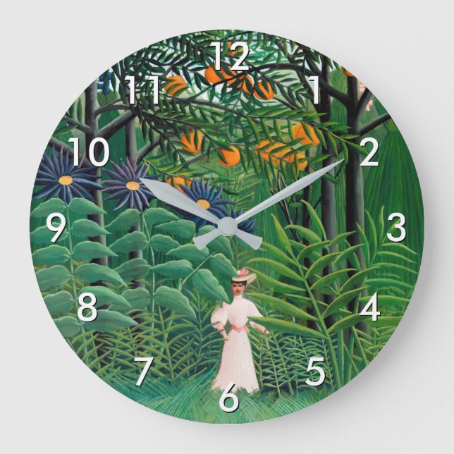 Grande Horloge Ronde Henri Rousseau - Une femme marche dans une forêt e (Recto)