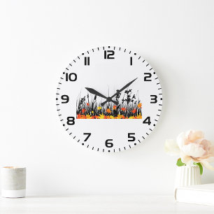 Grande Horloge Ronde Herbe d'automne
