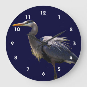 Grande Horloge Ronde Héron de grand bleu