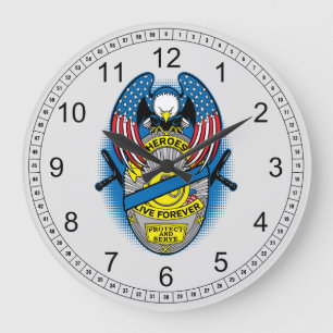 Grande Horloge Ronde Héros Live Forever Police Memorial Badge