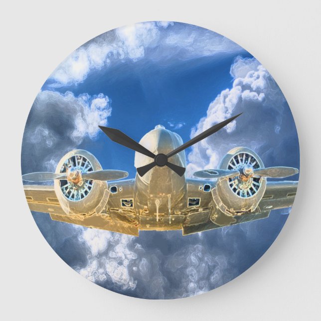 Grande Horloge Ronde Hêtre 18 Flying High Design (Recto)