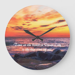 Grande Horloge Ronde Heure à la plage dans l'horloge de Ocean City Wall