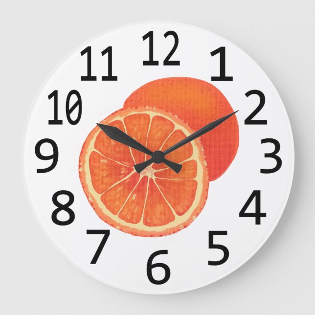 Grande Horloge Ronde Heure des cadenas oranges oranges (Recto)