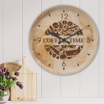 Grande Horloge Ronde Heure du café | Mousse de lait | Cuisine<br><div class="desc">Horloge murale de cuisine "Café Time" pour les amateurs de café,  pour votre décor de cuisine!</div>