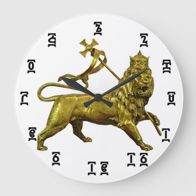 Grande Horloge Ronde Heure du lion d'or éthiopien - Arrondi (grande) ho (Recto)